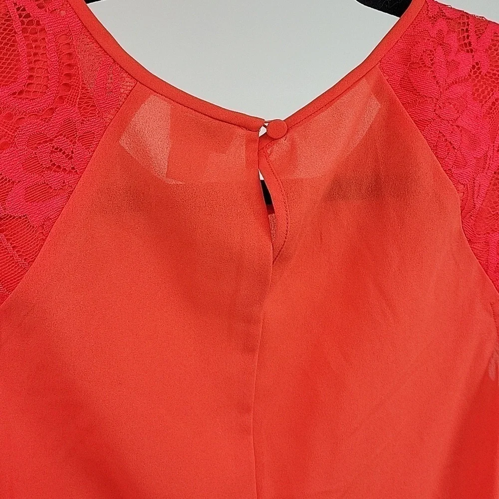 J CREW Red‎ Lace Cap Sleeve Top Shell Blouse Size 6